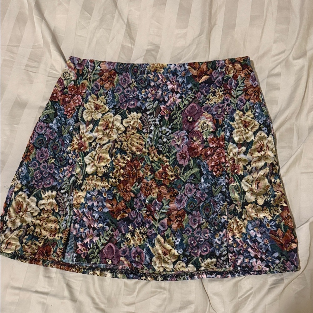 Floral Tapestry Mini Skirt